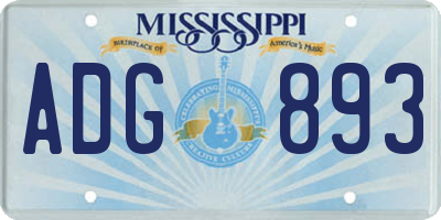 MS license plate ADG893