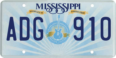 MS license plate ADG910