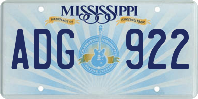 MS license plate ADG922
