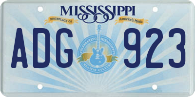 MS license plate ADG923