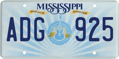 MS license plate ADG925
