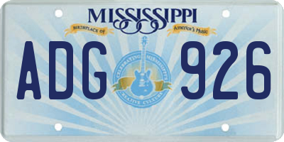 MS license plate ADG926
