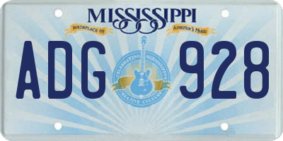 MS license plate ADG928
