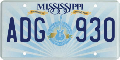 MS license plate ADG930