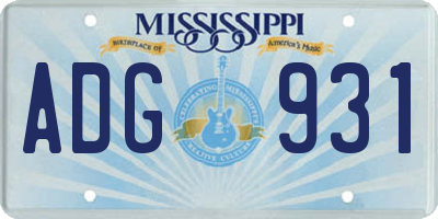 MS license plate ADG931