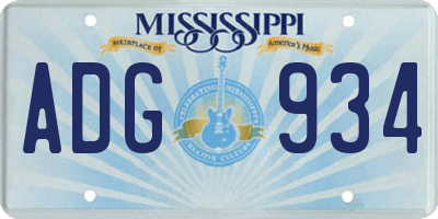 MS license plate ADG934