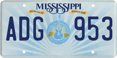 MS license plate ADG953