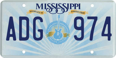 MS license plate ADG974