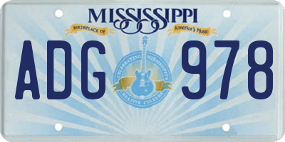 MS license plate ADG978