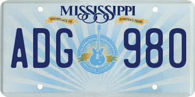 MS license plate ADG980
