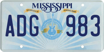 MS license plate ADG983