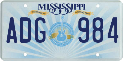 MS license plate ADG984