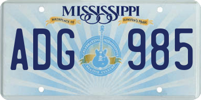 MS license plate ADG985