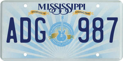 MS license plate ADG987