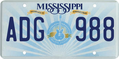 MS license plate ADG988
