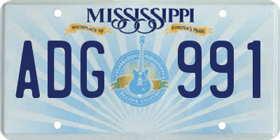 MS license plate ADG991