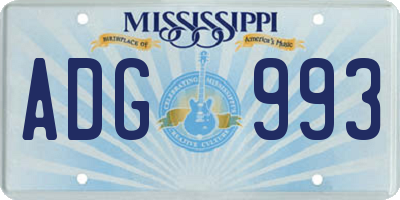 MS license plate ADG993