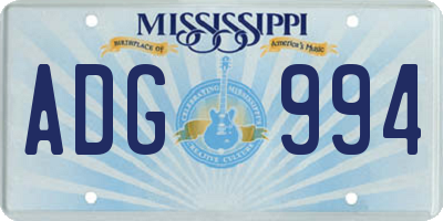 MS license plate ADG994