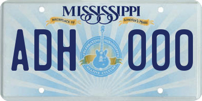 MS license plate ADH000