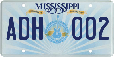 MS license plate ADH002