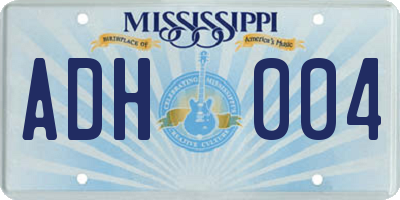 MS license plate ADH004