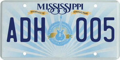 MS license plate ADH005