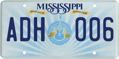 MS license plate ADH006