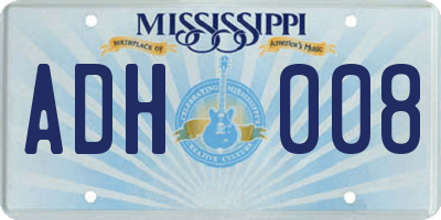 MS license plate ADH008