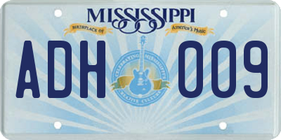 MS license plate ADH009