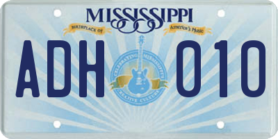 MS license plate ADH010