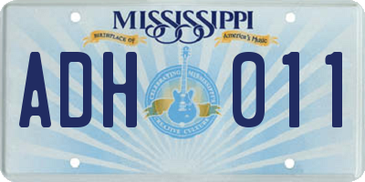 MS license plate ADH011
