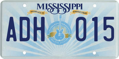 MS license plate ADH015
