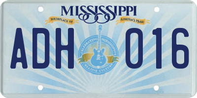 MS license plate ADH016