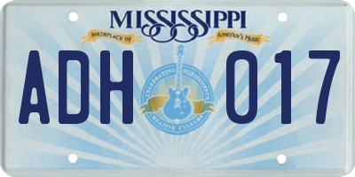 MS license plate ADH017