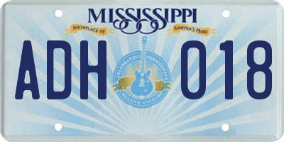MS license plate ADH018