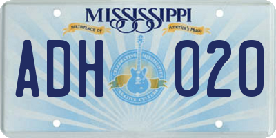 MS license plate ADH020