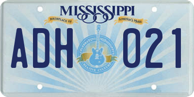 MS license plate ADH021