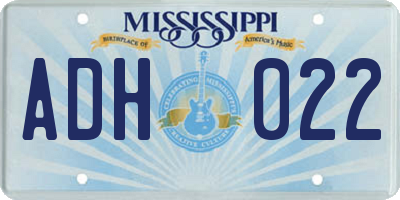 MS license plate ADH022