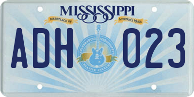 MS license plate ADH023