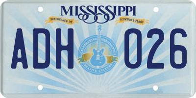 MS license plate ADH026
