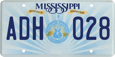 MS license plate ADH028