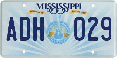 MS license plate ADH029