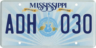 MS license plate ADH030