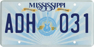 MS license plate ADH031