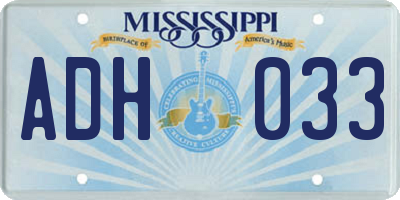 MS license plate ADH033