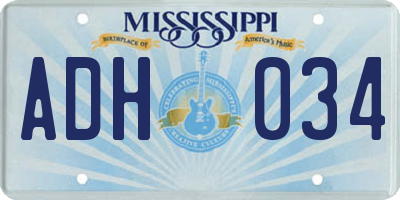 MS license plate ADH034