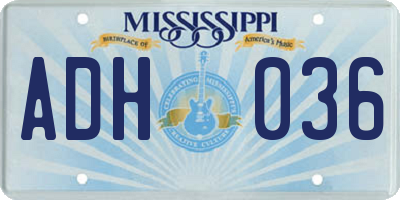 MS license plate ADH036