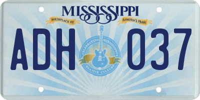 MS license plate ADH037