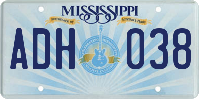MS license plate ADH038