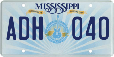 MS license plate ADH040